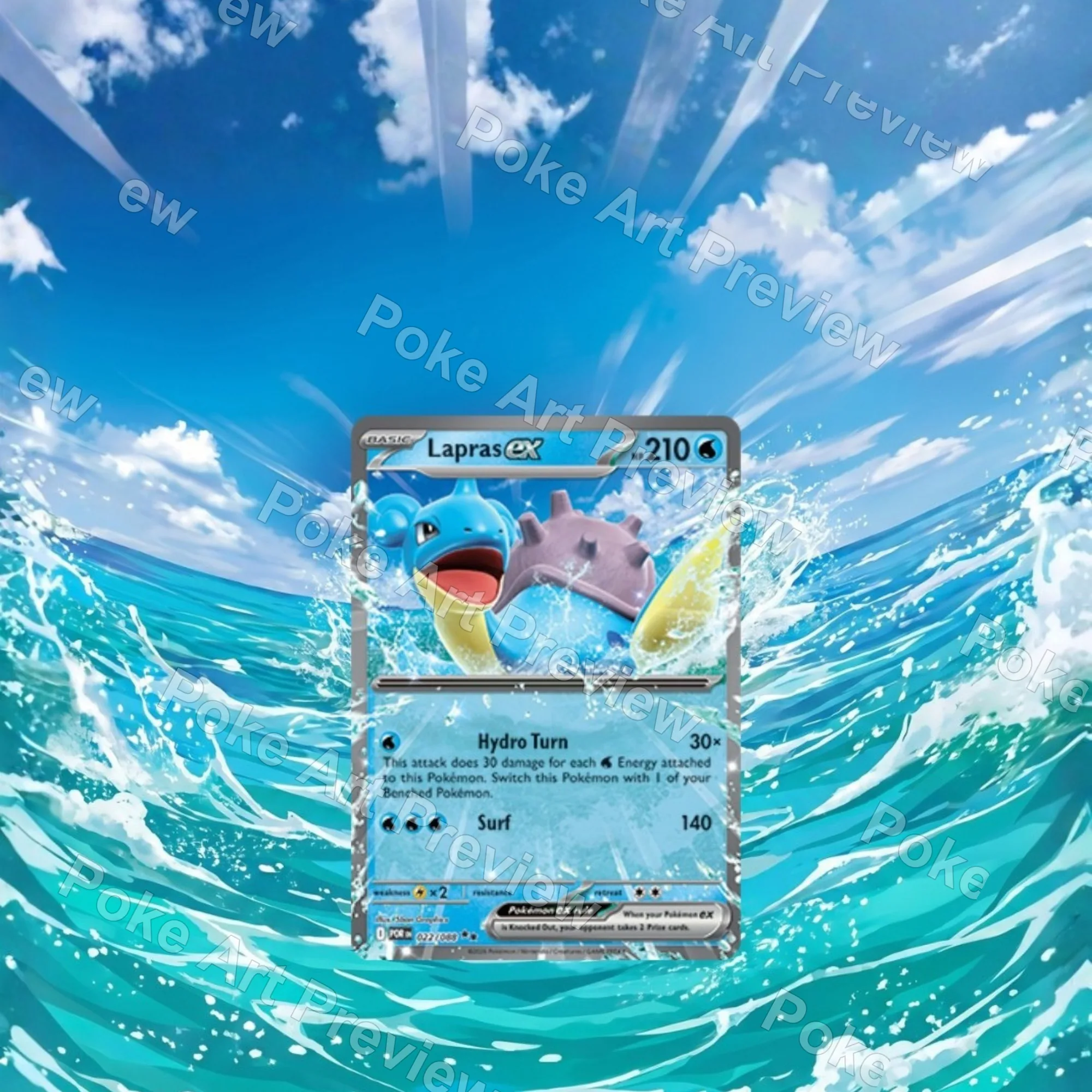 Lapras ex 22/88 Double Rare Pokemon TCG extension art premium collector display