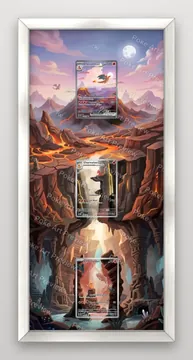 Charmander, Charmeleon and Charizard ex Scarlet & Violet 151 Pokemon TCG extension art collector display view 5