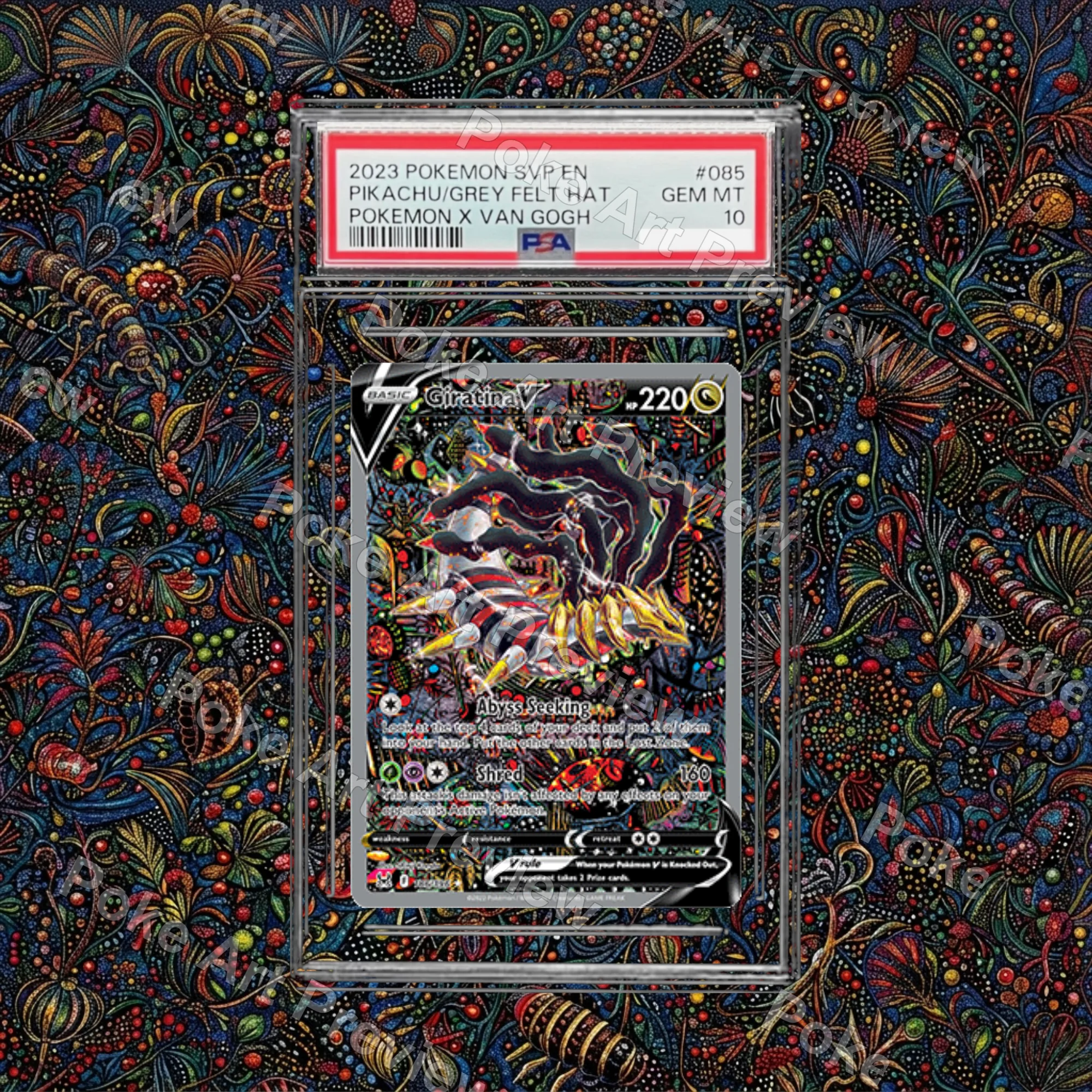 Giratina V 186/196 PSA Lost Origin Pokemon TCG extension art collector display