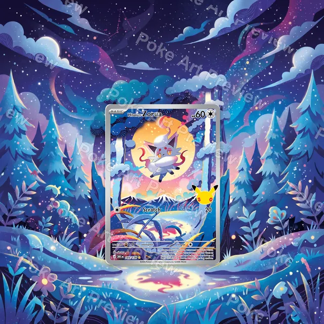 Hisuian Zorua 145 30th Pokemon TCG extension art collector display