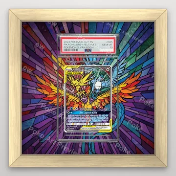 Moltres, Zapdos and Articuno GX Hidden Fates Stained Glass Promo Pokemon TCG extension art collector display view 3