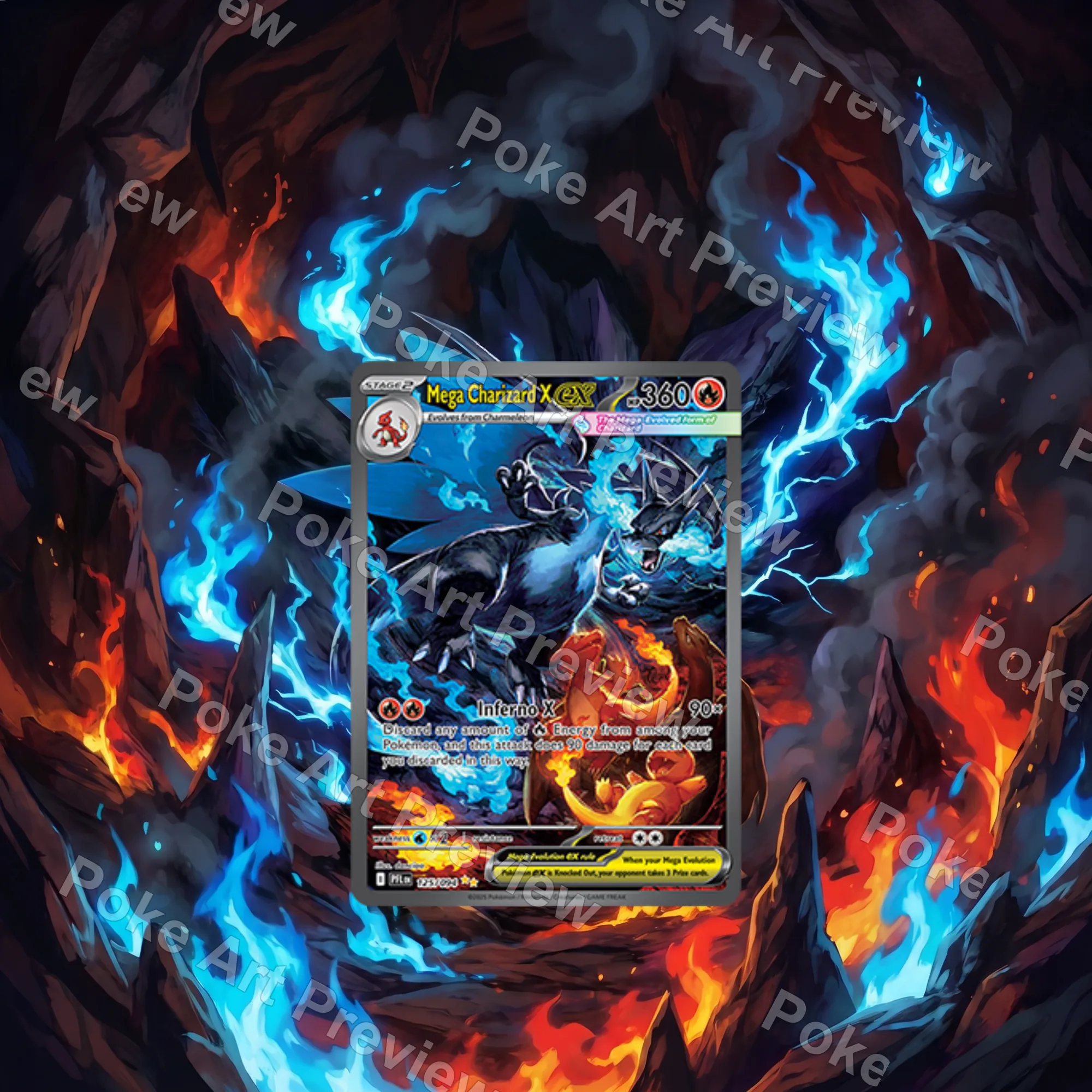 Mega Charizard X ex 109/094 Phantasmal Flames Pokemon TCG extension art collector display