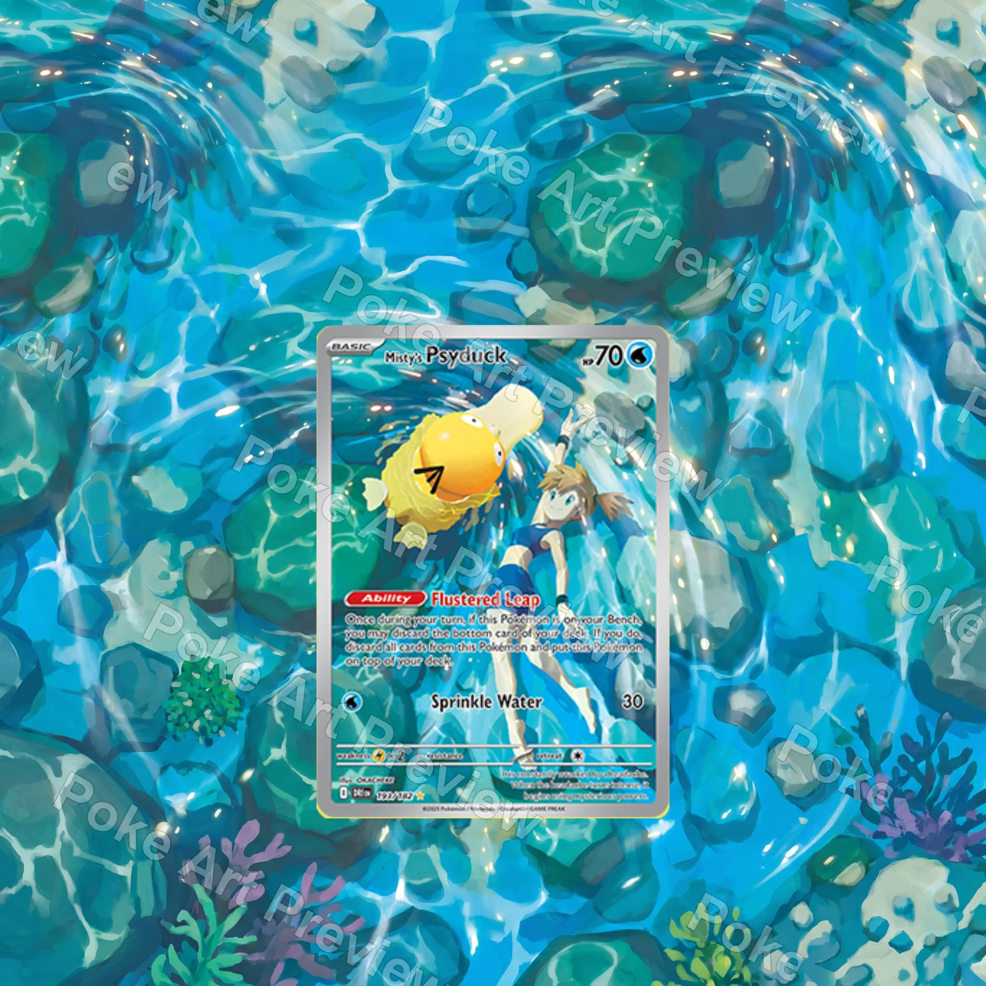 Misty's Psyduck 045/182 Destined Rivals set 2 Pokemon TCG extension art collector display