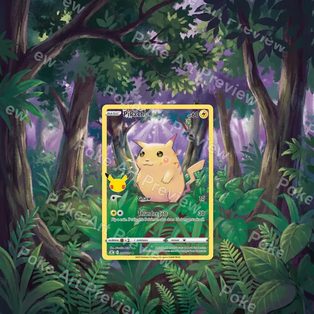 Pikachu 5 Celebrations Pokemon TCG extension art collector display