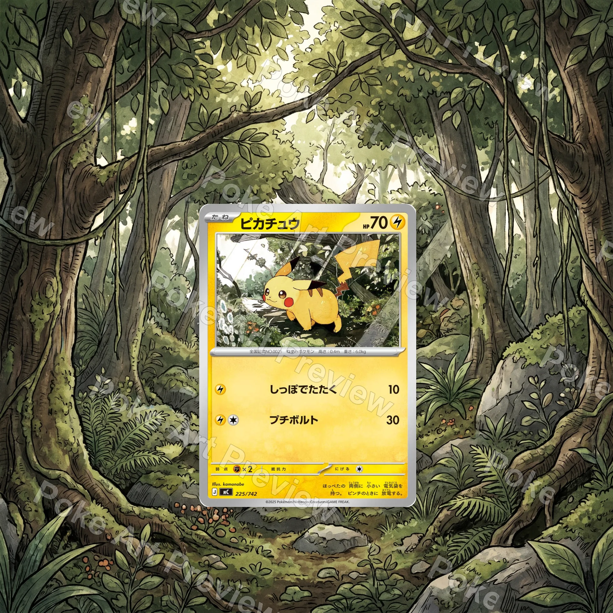 Pikachu 225/742 MC Pokemon TCG extension art collector display