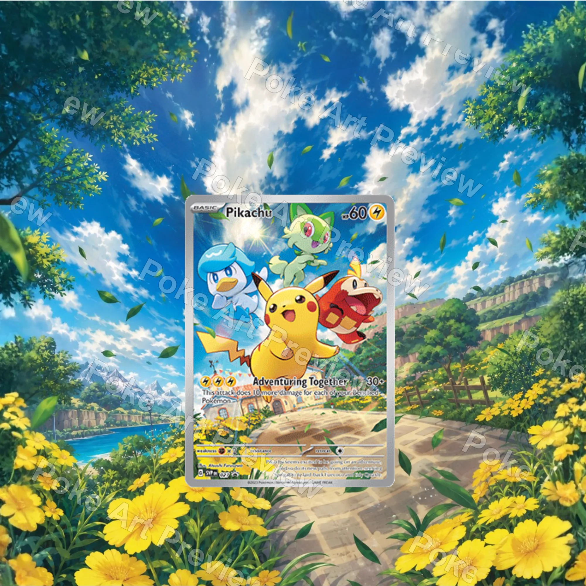 Pikachu SVP 027 Adventuring Together promo set 2 Pokemon TCG extension art collector display