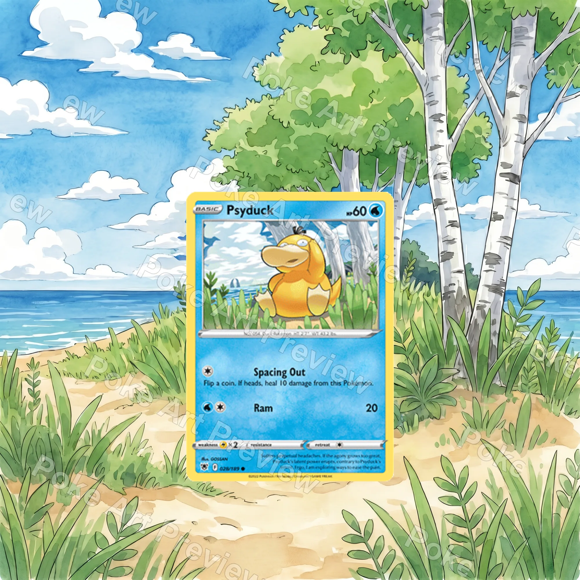 Psyduck 28/189 Astral Radiance Pokemon TCG extension art collector display
