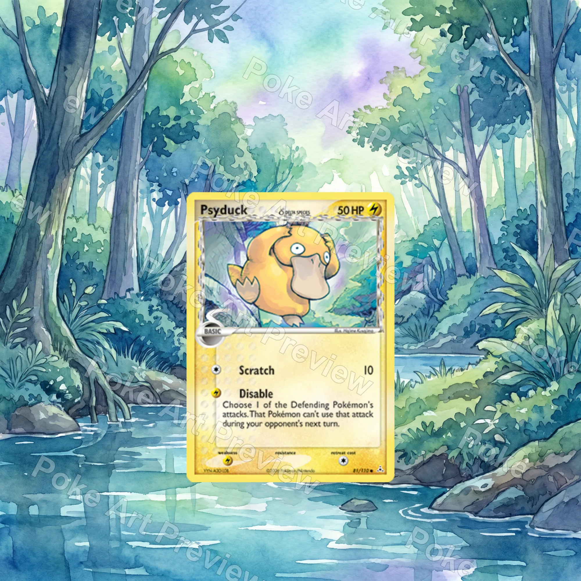 Psyduck Delta Species 81/110 EX Holon Phantoms Pokemon TCG extension art collector display
