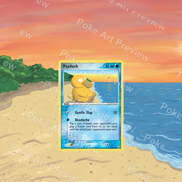 Psyduck 70/112 EX FireRed LeafGreen beach Pokemon TCG extension art collector display