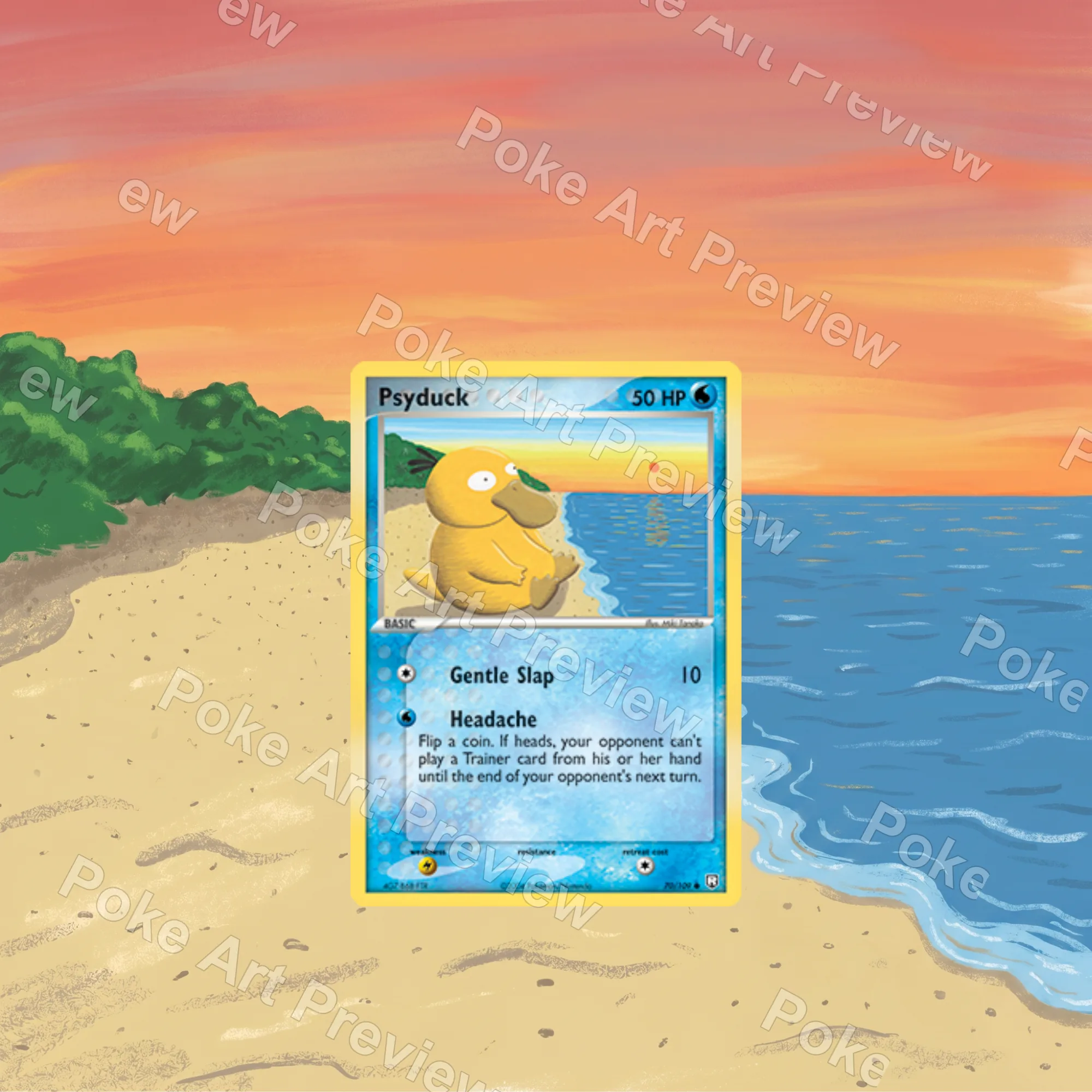 Psyduck 70/112 EX FireRed LeafGreen beach Pokemon TCG extension art collector display