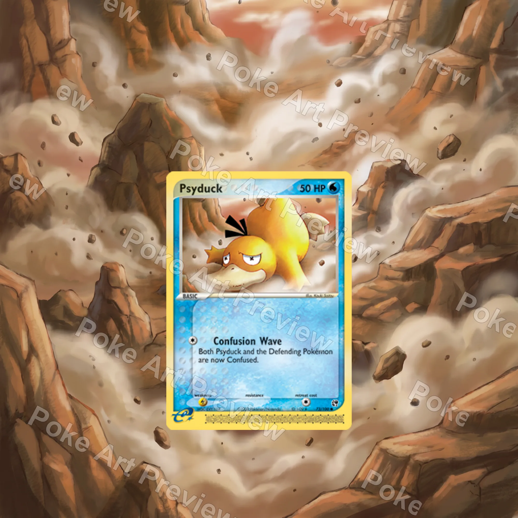Psyduck 73/100 EX Sandstorm Pokemon TCG extension art collector display