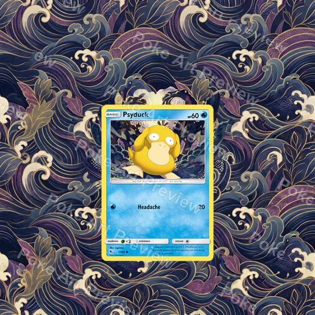 Psyduck 11/68 Hidden Fates set 3 Pokemon TCG extension art collector display