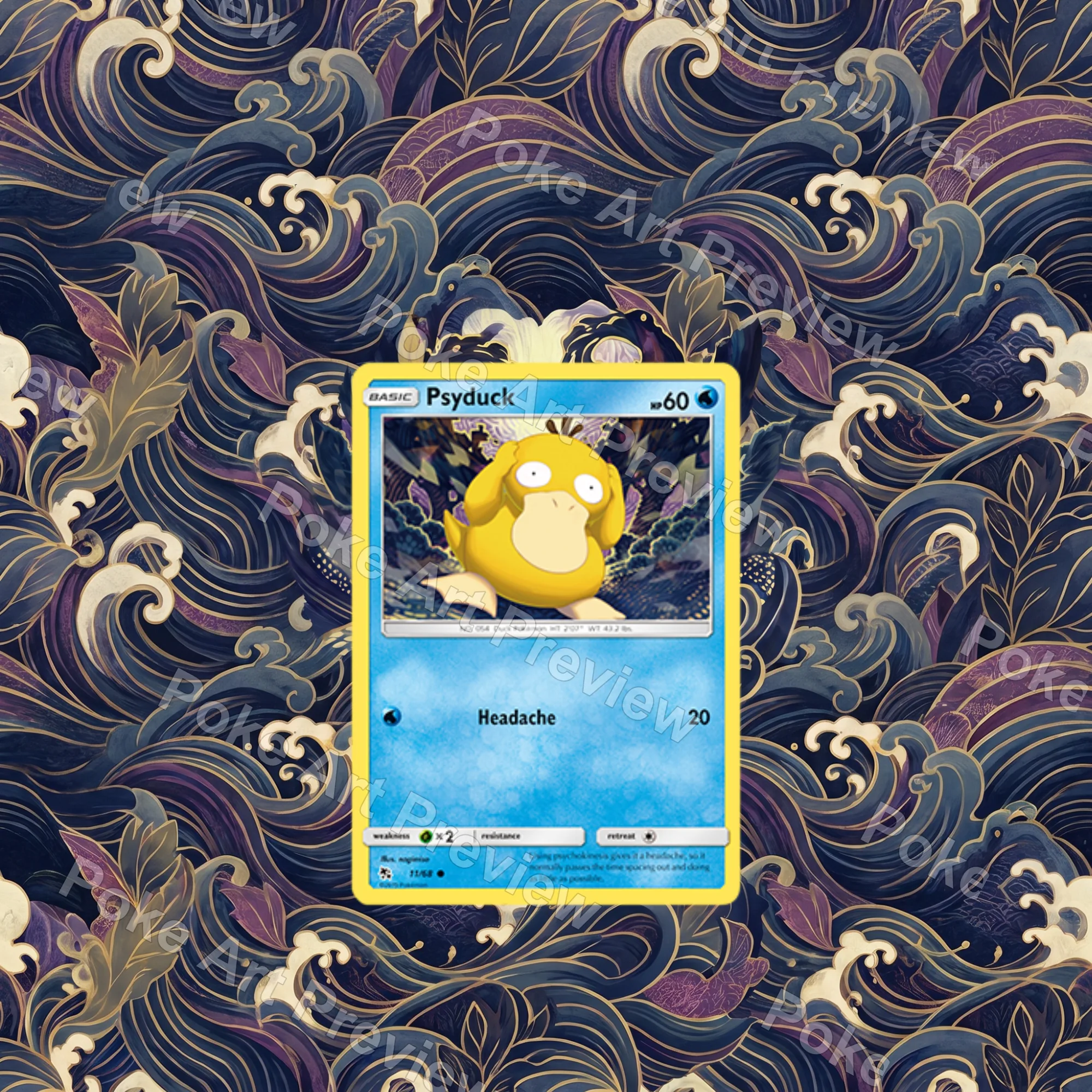 Psyduck 11/68 Hidden Fates set 3 Pokemon TCG extension art collector display