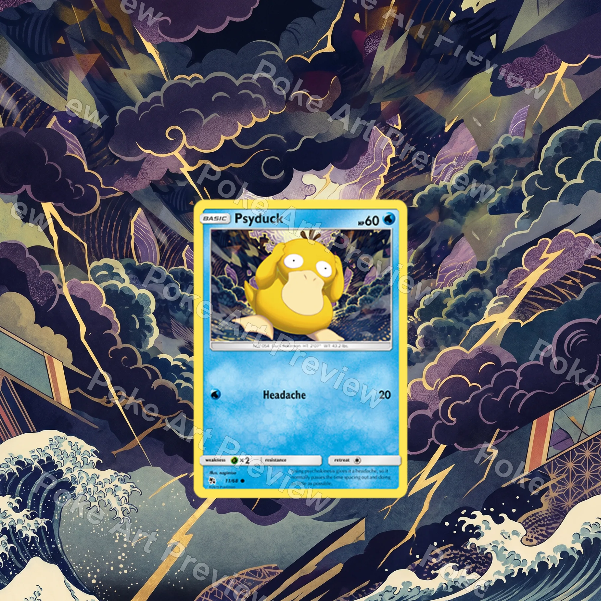 Psyduck 11/68 Hidden Fates Pokemon TCG extension art collector display