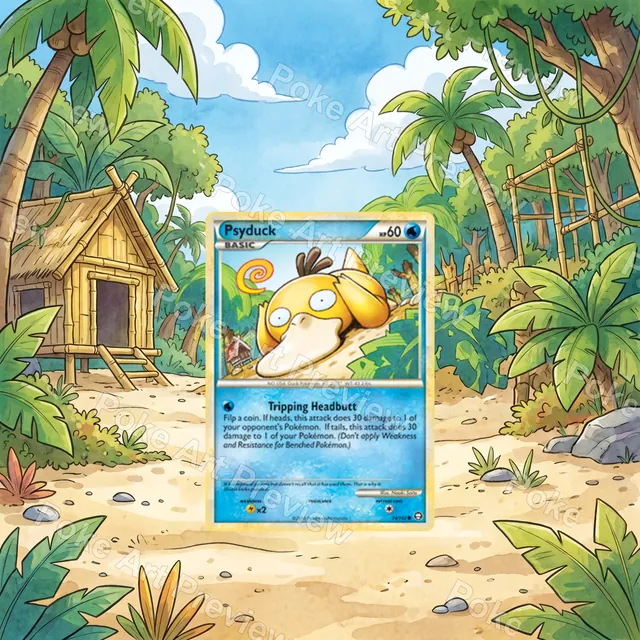 Psyduck 74/102 HS Triumphant Pokemon TCG extension art collector display