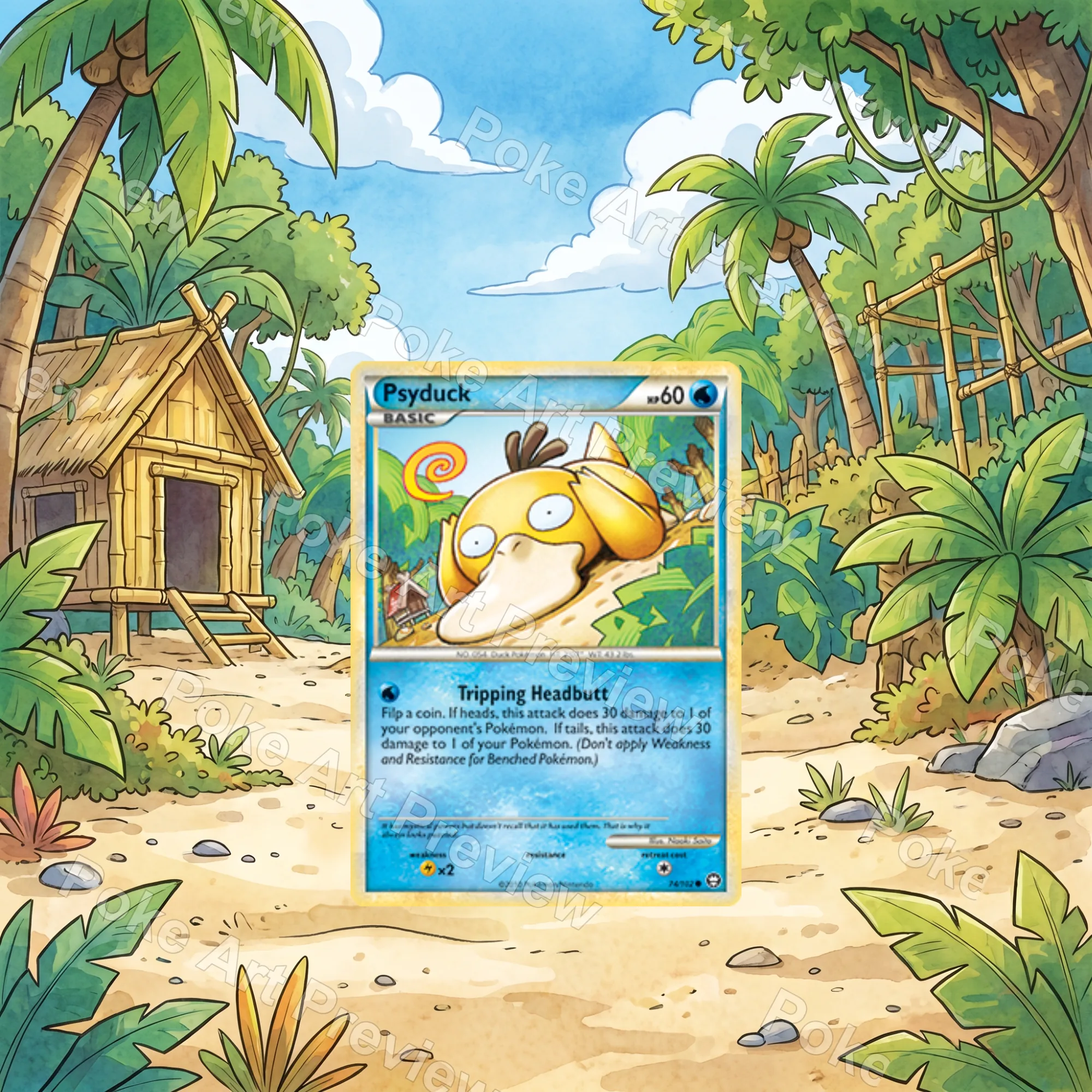 Psyduck 74/102 HS Triumphant Pokemon TCG extension art collector display