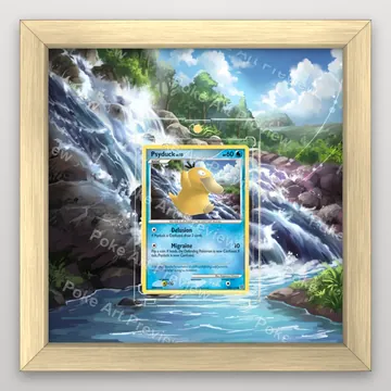 Psyduck 100/132 Secret Wonders Pokemon TCG extension art collector display view 3