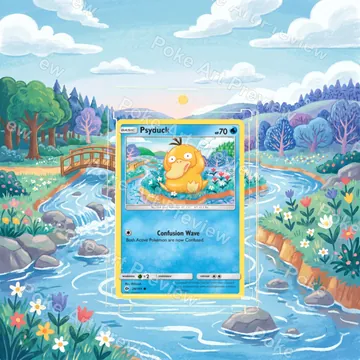 Psyduck 28/149 Sun and Moon Pokemon TCG extension art collector display view 1