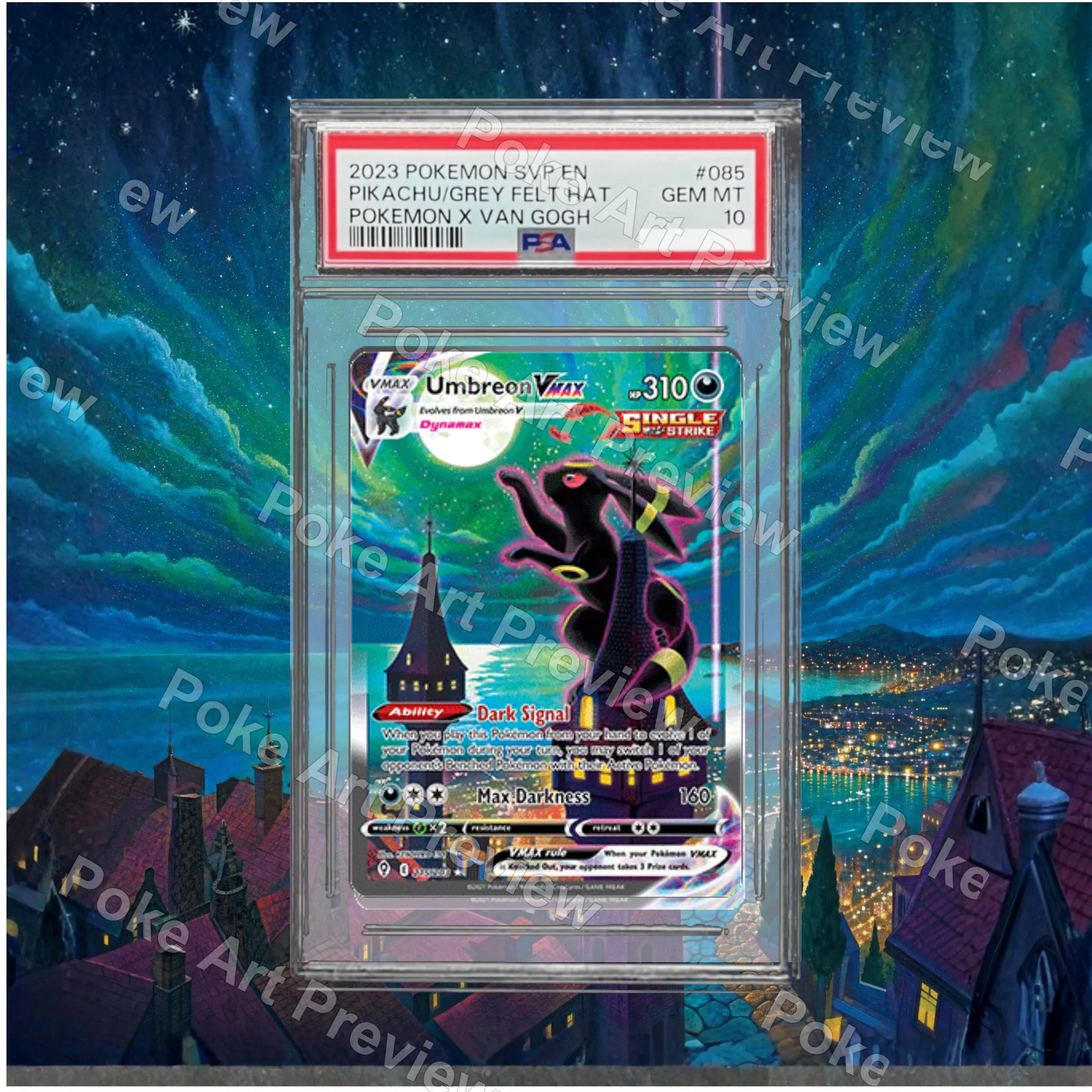 Umbreon VMAX Moonbreon 215/203 PSA Evolving Skies Pokemon TCG extension art collector display